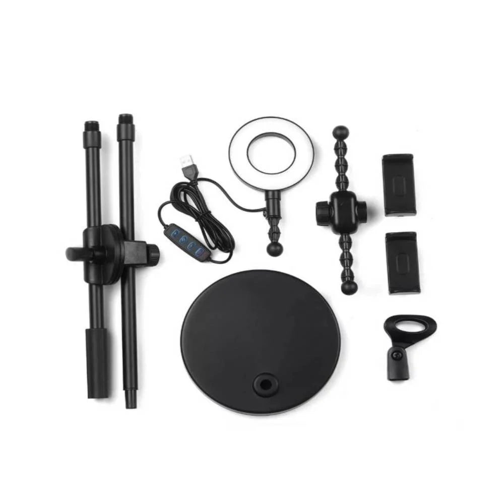 4-in-1 LED Ring Light Kit – Adjustable Tripod, Phone & Mic Holder