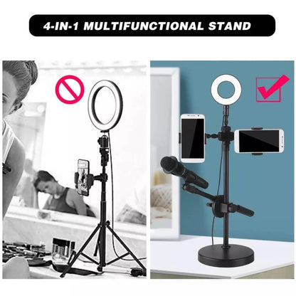 4-in-1 LED Ring Light Kit – Adjustable Tripod, Phone & Mic Holder